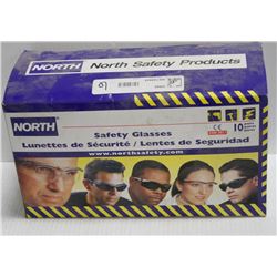 10 PK OF NORTH SAFETY GLASSES; CLEAR LENS