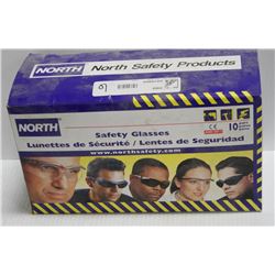10 PK OF NORTH SAFETY GLASSES; CLEAR LENS