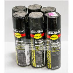 6 CANS OF RUSTOLEUM BLACK ENAMEL FAST DRY SPRAY
