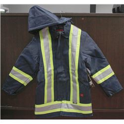 TOUGH DUCK HD HI-VIS SAFETY JACKET W/ HOOD; NAVY/