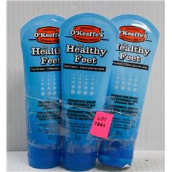 LOT OF 3 85G TUBES OF O'KEEFFE'S HEALTHY FEET