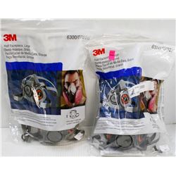 LOT OF 2- 3M 6300/07026 HALF FACEPEICE RESPIRATOR