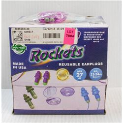 BOX OF 50PR OF ROCKETS UNCORDED REUSABLE EARPLUGS