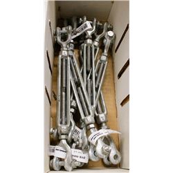 BOX OF ASSORTED SIZED HOOK & HOOK TURNBUCKLES