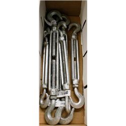 BOX OF ASSORTED SIZED HOOK & HOOK TURNBUCKLES