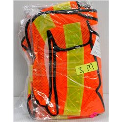 LOT OF 3 NEW SAFETY REFLECTIVE VESTS, SIZE MEDIUM