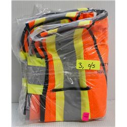 LOT OF 3 NEW HI-VIS REFLECTIVE SAFETY VESTS, ONE