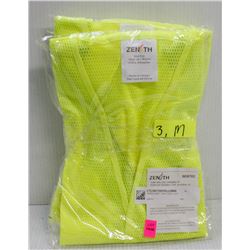LOT OF 3 NEW ZENITH TRAFFIC VESTS, LIME YELLOW,