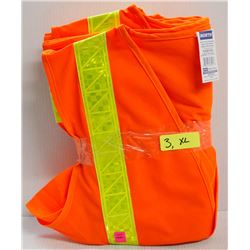 LOT OF 3 NEW NORTH HI-VIS SAFETY VESTS, SIZE X-LRG