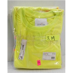 LOT OF 3 NEW ZENITH HI-VIS TRAFFIC T-SHIRTS, SIZE