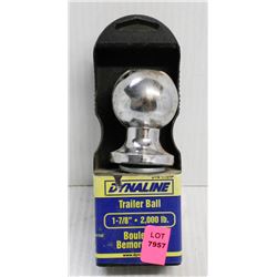 NEW DYNALINE TRAILER BALL, 1-7/8", 2,000LBS