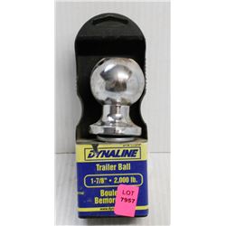 NEW DYNALINE TRAILER BALL, 1-7/8", 2,000LBS