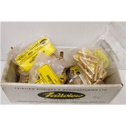 BOX OF ASSORTED BRASS 3/8 HOSE SPLICER FITTINGS