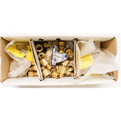 BOX OF ASSORTED BRASS HEX SCREW FITTINGS