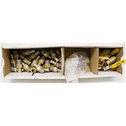 BOX OF ASSORTED FITTINGS & FLOW VALVES