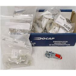 BOX OF TOGGLE CLAMPS, GREASE FITTINGS & MORE