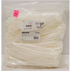 BAG OF 1000 AURORA 8 INCH CABLE TIES, WHITE