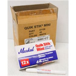 CASE OF 48 QUIK STIK MINI PAINT MARKERS - WHITE