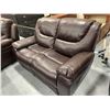 Image 1 : Brown stitched Leather double reclining loveseat