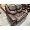 Image 3 : Brown stitched Leather double reclining loveseat