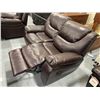 Image 5 : Brown stitched Leather double reclining loveseat