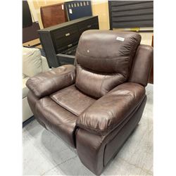 Brown Leather over stuffed recliner chair