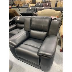 Black Stiched Genuine Bonded Leather Reclining Sofa Chair