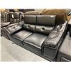 Image 1 : Black Leather Double Seater Loveseat with adjustable head rests and oversized arms