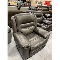 Gray Cowhide Grain Leather Reclining Chair