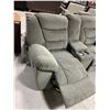 Image 4 : Double Upholstered Gray Theater Seat Reclining Sofa with storage and cup holders