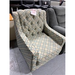 Upholstered Sofa Chair blue swirls studded