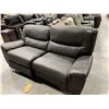 Image 1 : Leather double reclining love seat ( one side is lower, needs adjusting)Â 