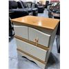 Image 1 : Cream  Wood Grain Double Door Night Stand, new, knobs inside