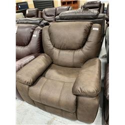 Cowhide Style Brown Leather Recliner