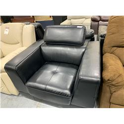 Euro Style Black Bonded Leather Chair with adjustable headrest