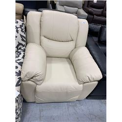 Bonded Leather Ivory over stuffed recliner