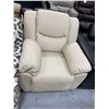 Image 1 : Bonded Leather Ivory over stuffed recliner