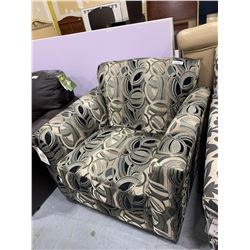 UpolsteredÂ Black  Tan Swirl Sofa Chair