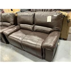 Brown Leather double seat reclining loveseat ( missing control)