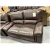 Image 2 : Brown Leather double seat reclining loveseat ( missing control)