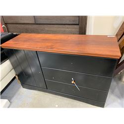 Black  Woodgrain triple dresser with side cupboard