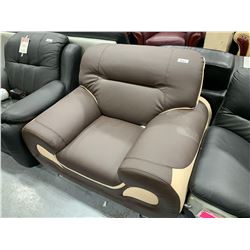 Brown  Tan Leather two tone Sofa Chair