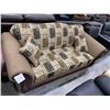 Image 2 : Earth Tone Paisley Print Round Arm with wood trim Sofa