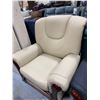 Image 2 : Bonded Leather Ivory Arm chair with wood trim
