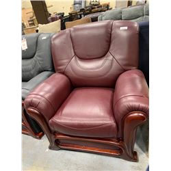 Burgundy Leather Over sized Arm Chair