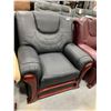 Image 1 : Black Bonded Leather Arm chair with wood trim