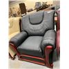 Image 2 : Black Bonded Leather Arm chair with wood trim
