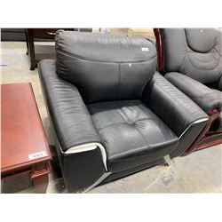 Euro Style Black  White Leather occasional chair