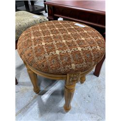 Upholstered Ottoman foot stool round brown