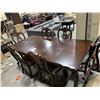 Image 1 : Large ornate Dining Table with 6 matching chairs ( 2 captains  4 side) includes 2 leafs, floor model